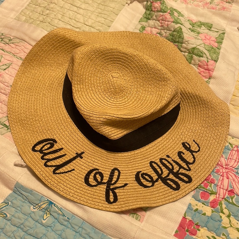 "Out of Office" vacation straw hat